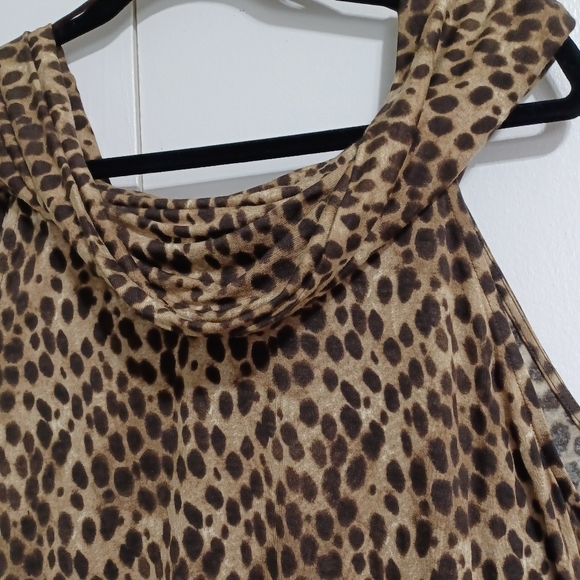 MICHAEL Michael Kors Cheetah Drapey Slinky Sleeveless Over Shoulder Tunic XL - Picture 11 of 15